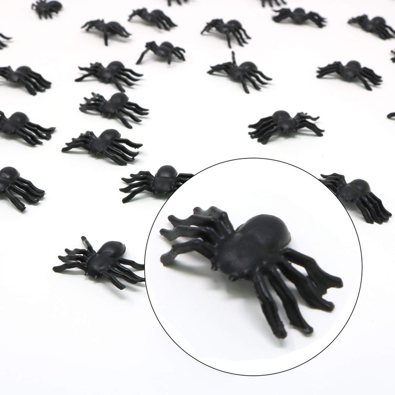 Skeleteen Mini Spiders Plastic Table Sprinkles - Realistic Fake Bugs Spider For Halloween Decorations and Favors - 144 Pieces - Image 5